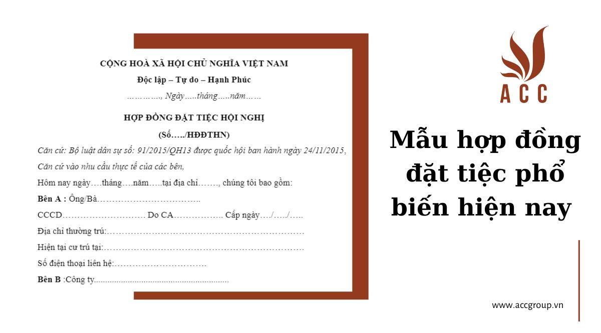 Mẫu hợp đồng đặt tiệc phổ biến hiện nay