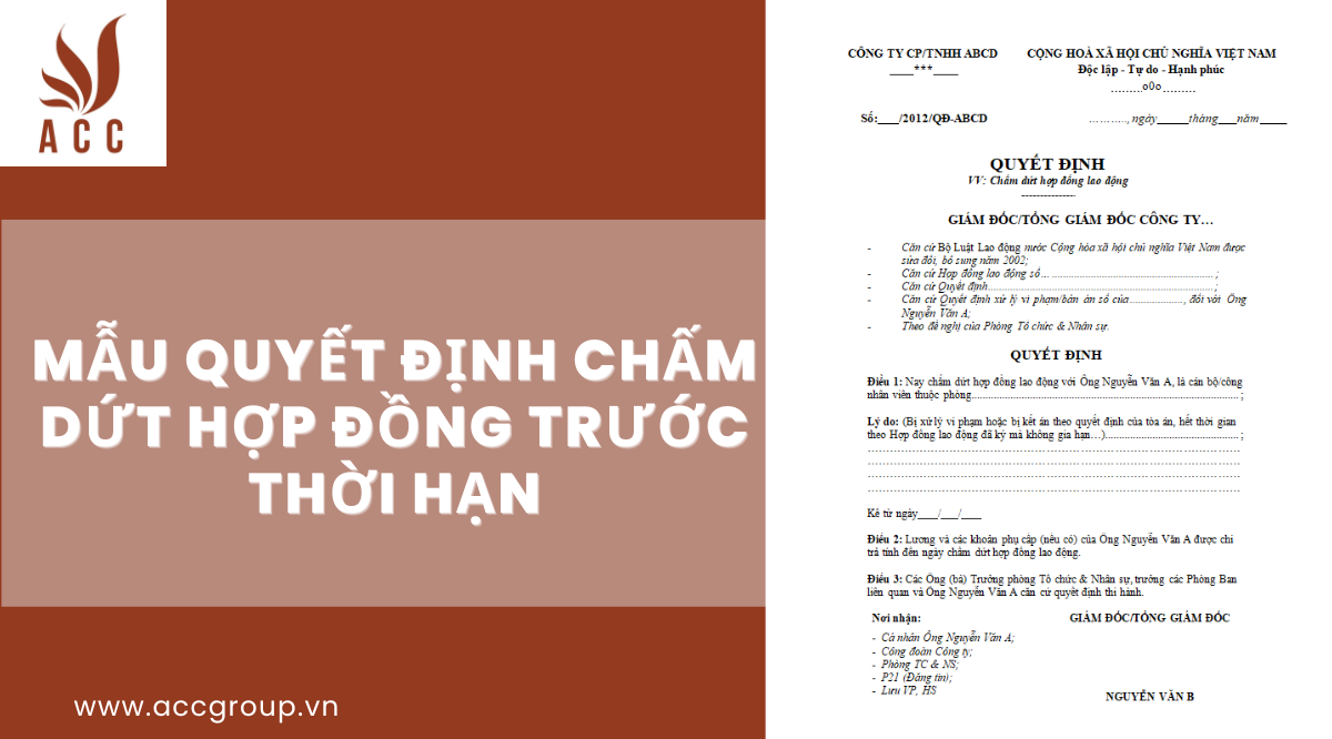 Mẫu quyết định chấm dứt hợp đồng trước thời hạn