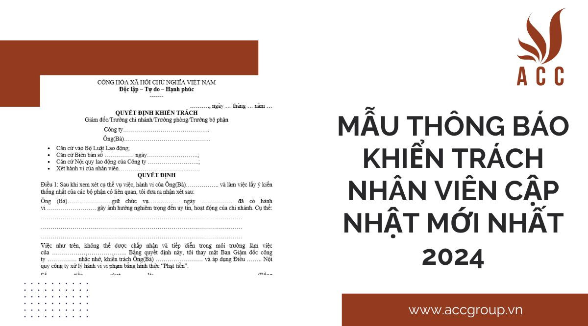 Mẫu thông báo khiển trách nhân viên cập nhật mới nhất 2024