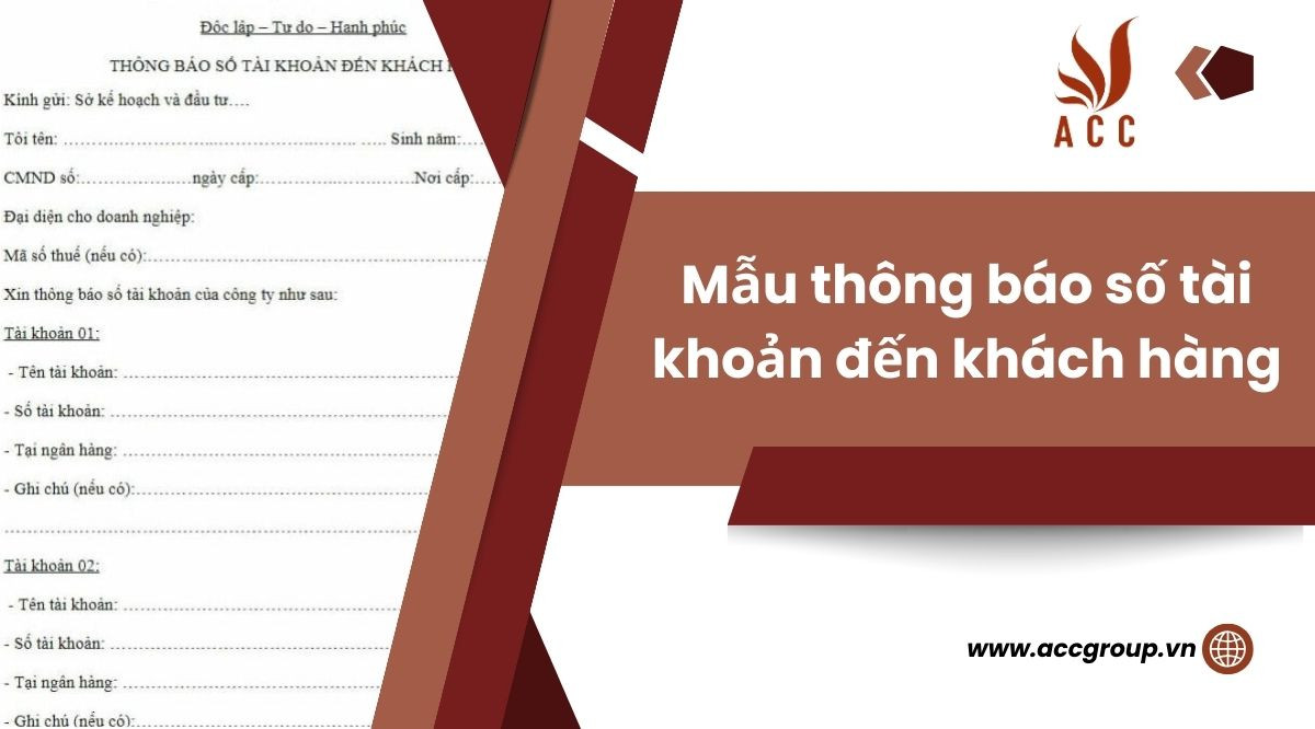 Mẫu thông báo số tài khoản đến khách hàng