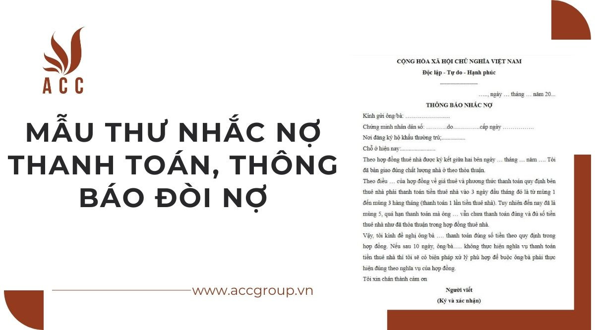 Mẫu thư nhắc nợ thanh toán, thông báo đòi nợ