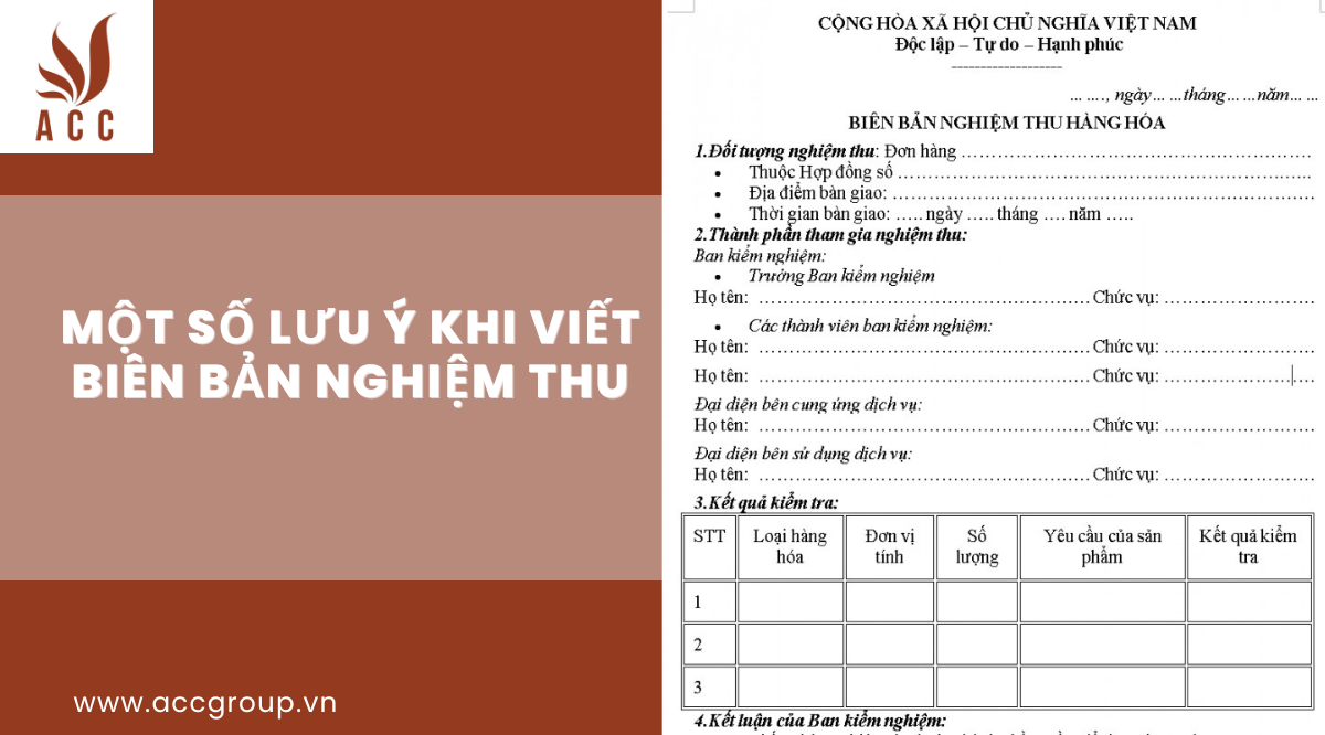 Một số lưu ý khi viết biên bản nghiệm thu