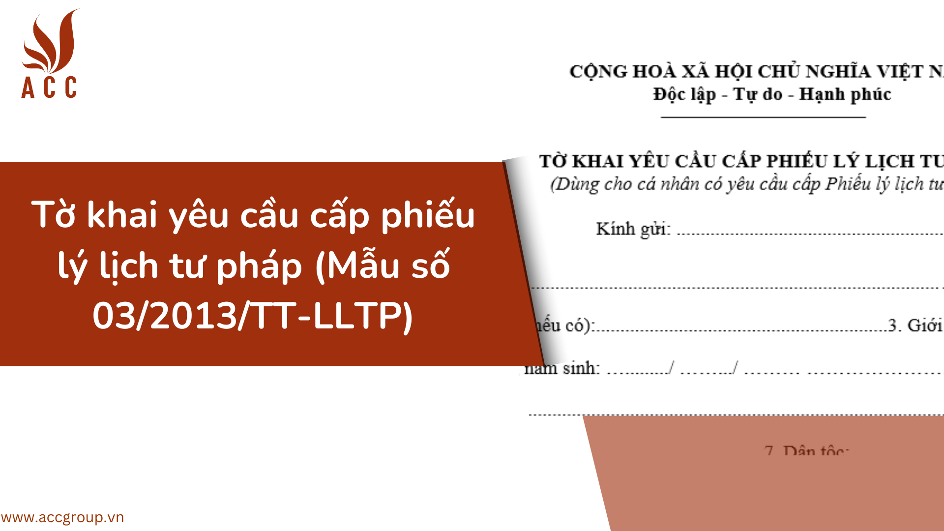 Tờ khai yêu cầu cấp phiếu lý lịch tư pháp (Mẫu số 03/2013/TT-LLTP)