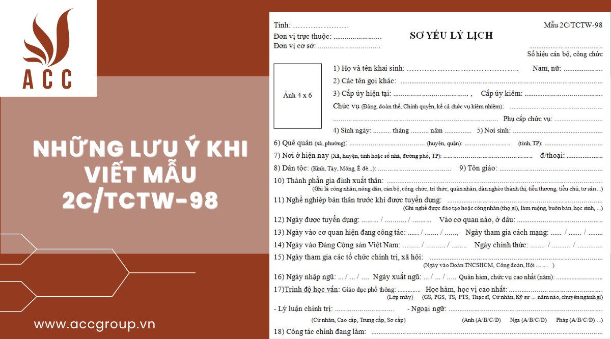Những lưu ý khi viết mẫu 2C/TCTW-98