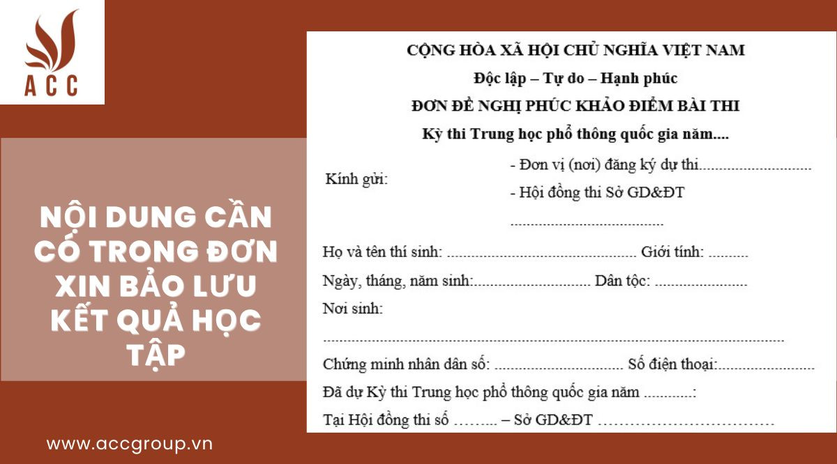 Nội dung cần có trong đơn xin bảo lưu kết quả học tập