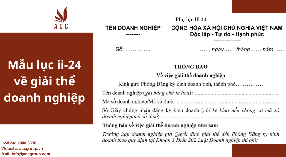 Mẫu phụ lục ii-24 về giải thể doanh nghiệp