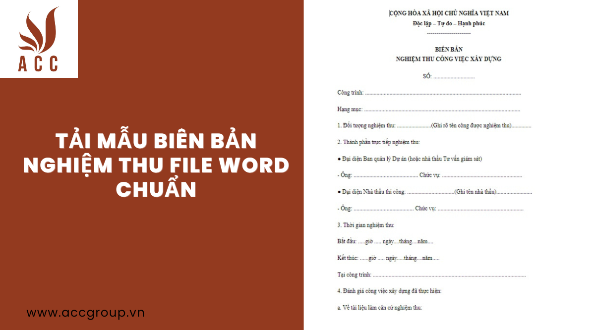 Tải mẫu biên bản nghiệm thu file word chuẩn