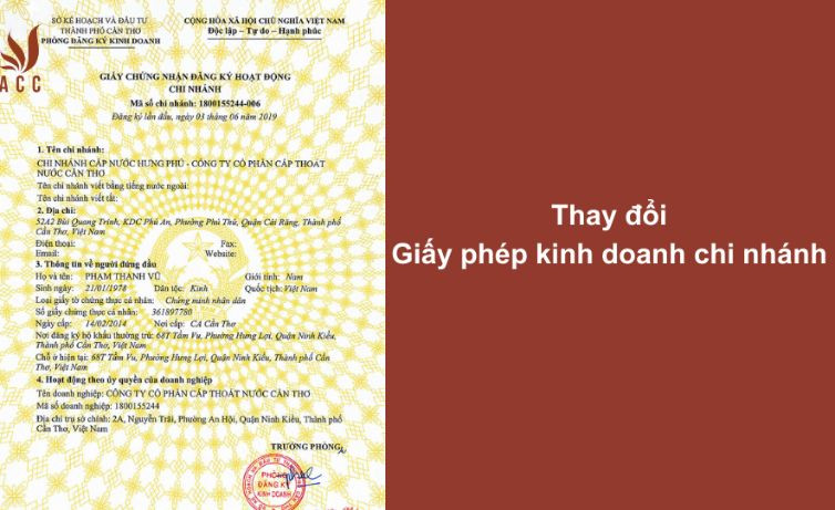 thay đổi giấy phép kinh doanh chi nhánh