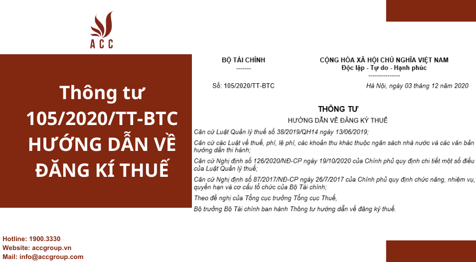 Thông tư 105/2020/TT-BTC hướng dẫn về đăng kí thuế