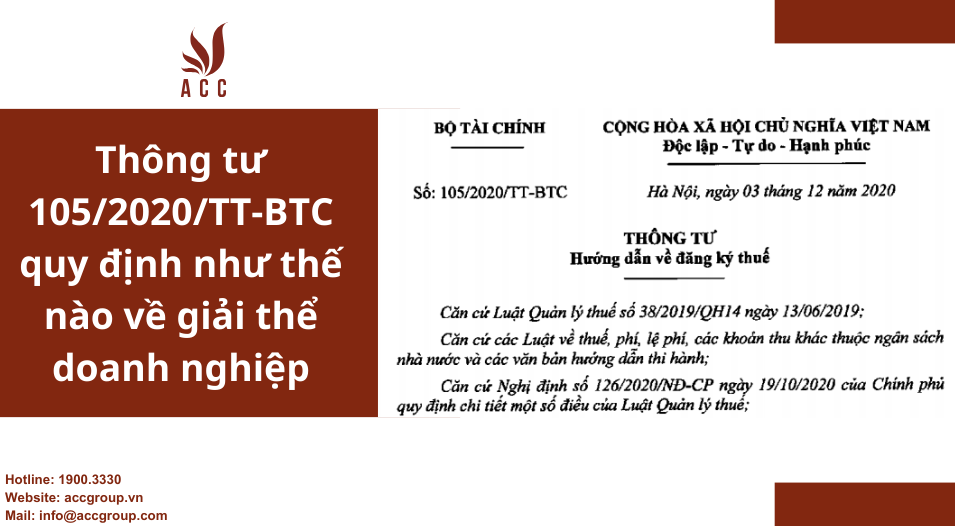 Thông tư 105/2020/TT-BTC hướng dẫn về đăng ký thuế