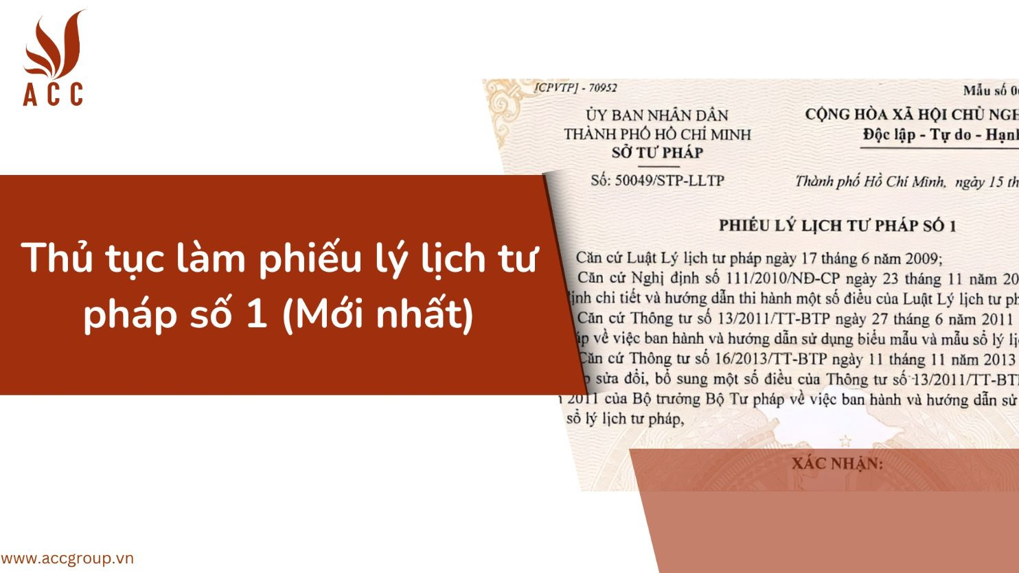 Thủ tục cấp Phiếu lý lịch tư pháp số 1 mới nhất