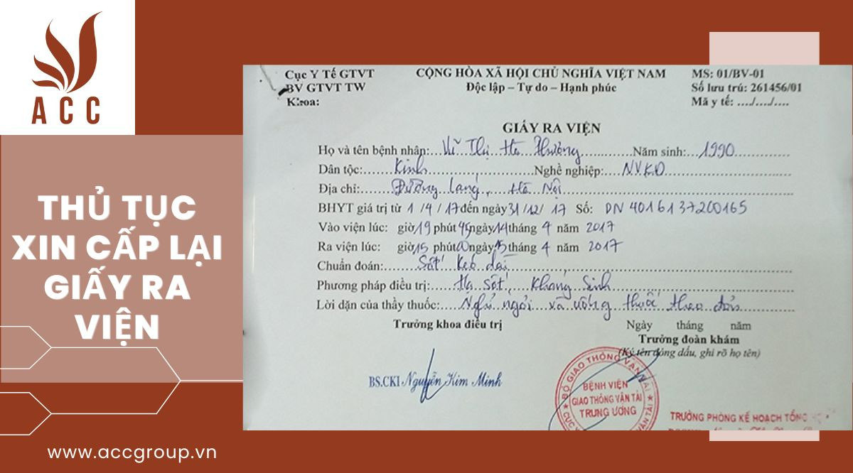 Thủ tục xin cấp lại giấy ra viện