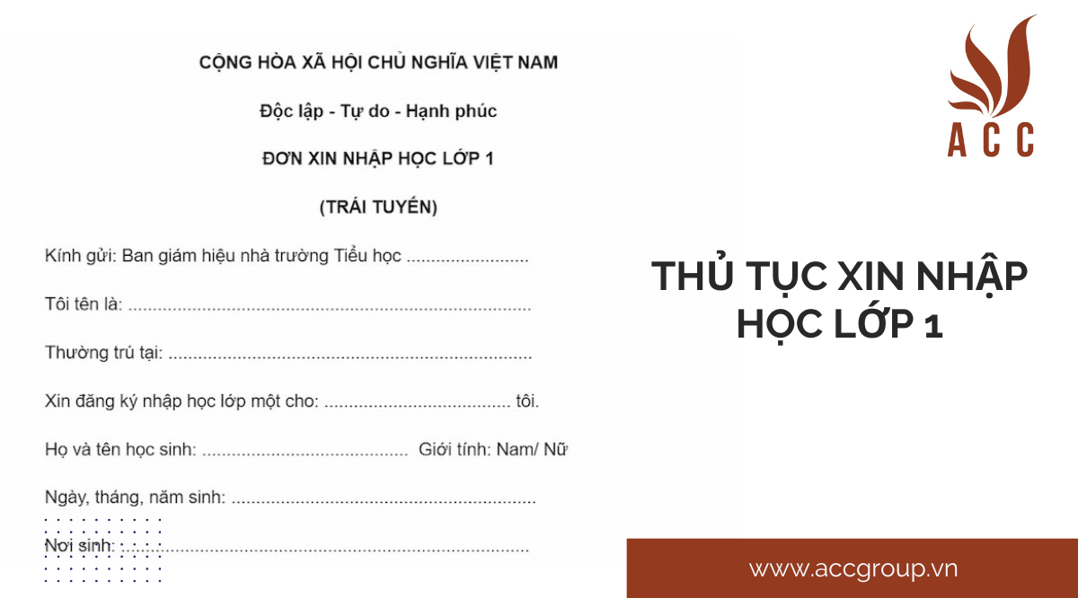 Thủ tục xin nhập học lớp 1