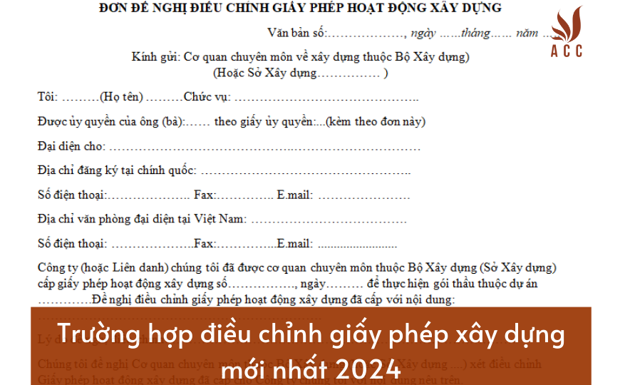 Trường hợp điều chỉnh giấy phép xây dựng mới nhất 2024