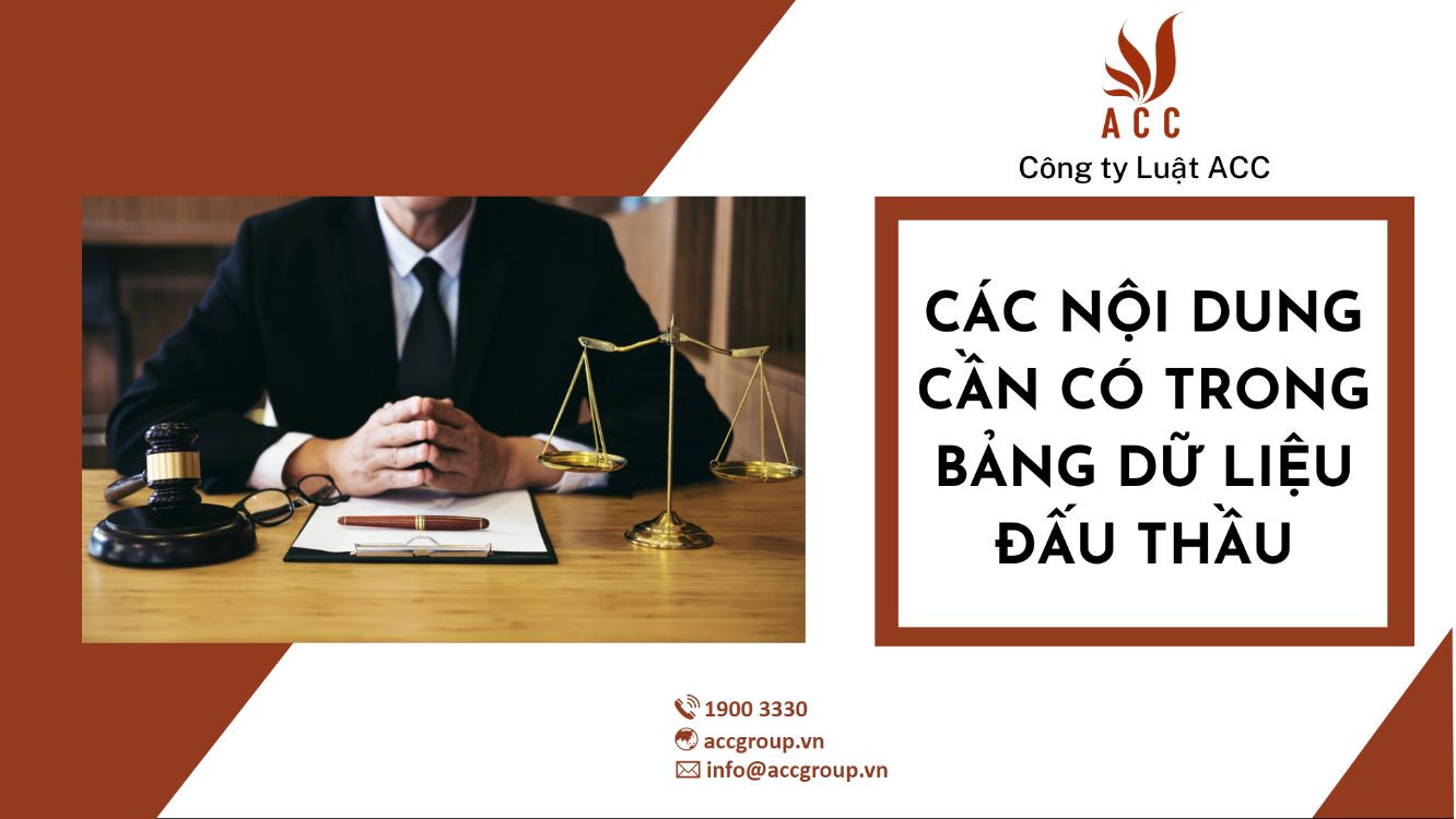 Các nội dung cần có trong bảng dữ liệu đấu thầu
