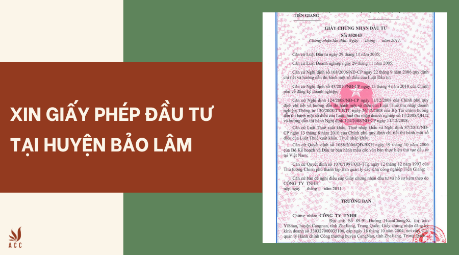 Dịch vụ xin giấy phép đầu tư tại Huyện Bảo Lâm
