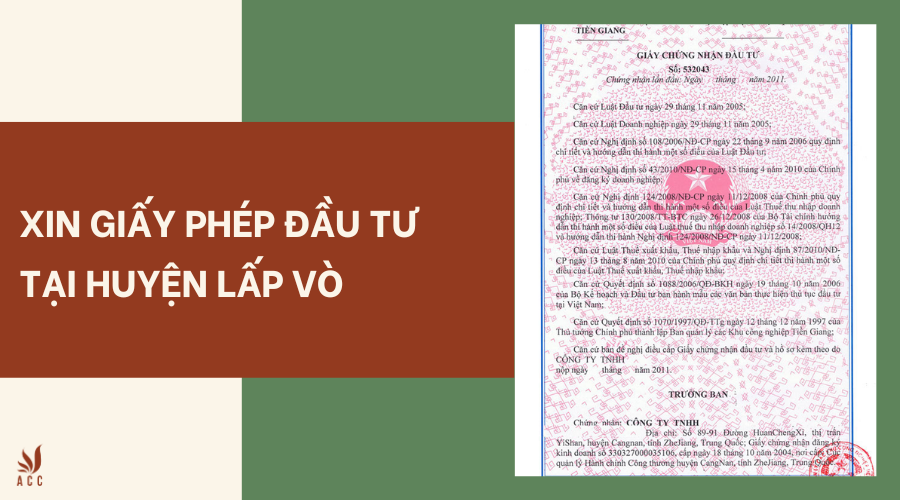 Dịch vụ xin giấy phép đầu tư tại Huyện Lấp Vò