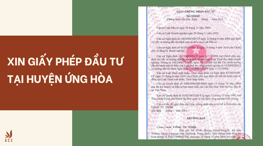 Dịch vụ xin giấy phép đầu tư tại huyện Ứng Hòa