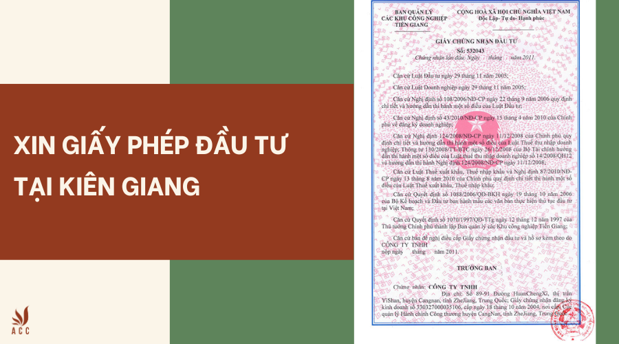 Dịch vụ xin giấy phép đầu tư tại Kiên Giang