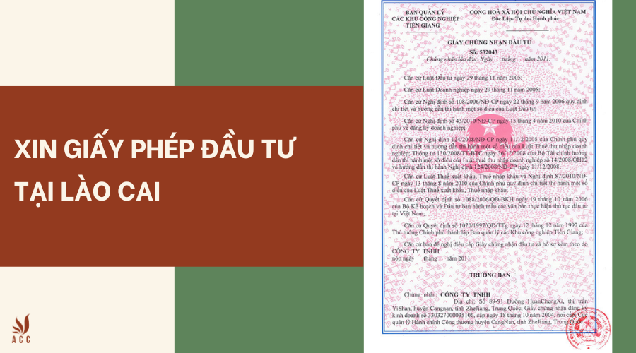 Dịch vụ xin giấy phép đầu tư tại Lào Cai