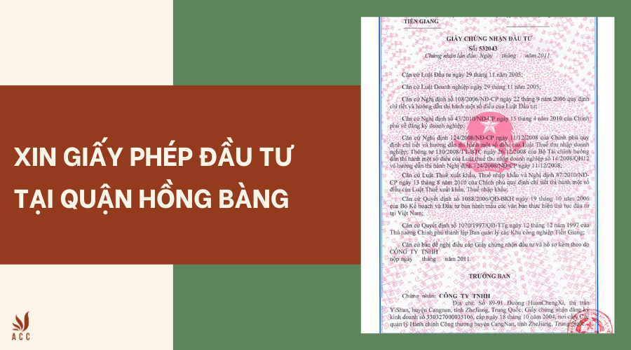 Dịch vụ xin giấy phép đầu tư tại quận Hồng Bàng
