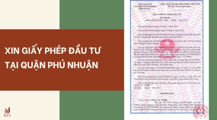 Dịch vụ xin giấy phép đầu tư tại Quận Phú Nhuận