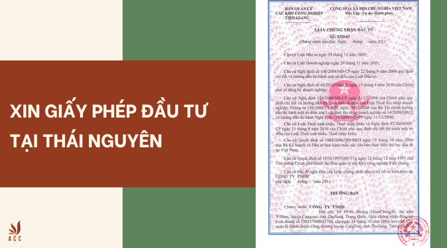 Dịch vụ xin giấy phép đầu tư tại Thái Nguyên