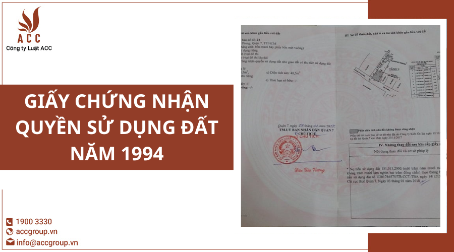 Giấy chứng nhận quyền sử dụng đất năm 1994