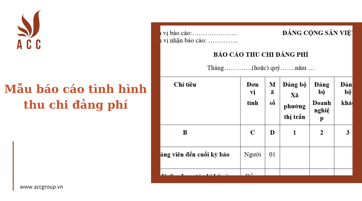 Mẫu báo cáo tình hình thu chi đảng phí