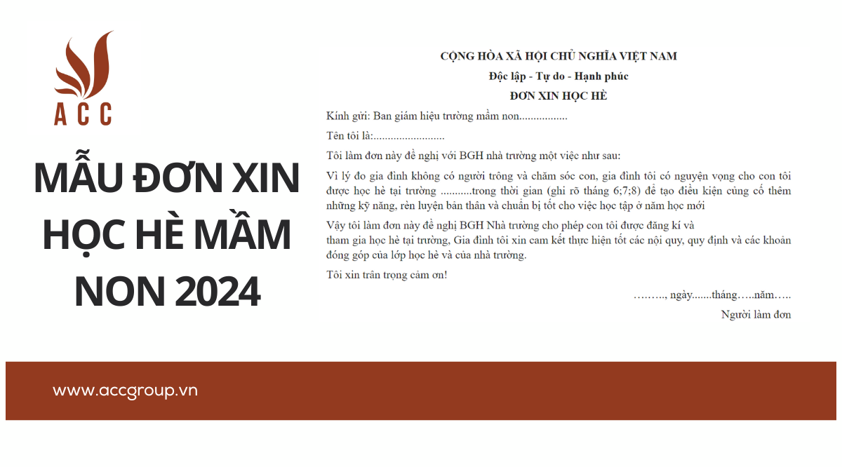 Mẫu đơn xin học hè mầm non 2024