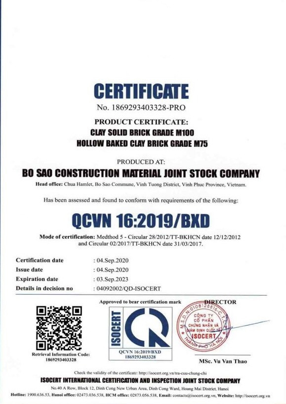 Mẫu giấy chứng nhận hợp chuẩn tiếng Anh