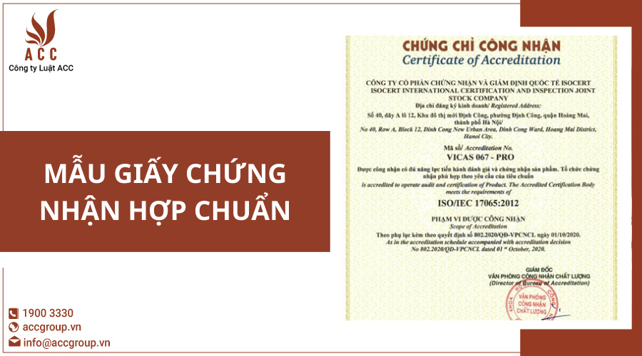 Mẫu giấy chứng nhận hợp chuẩn