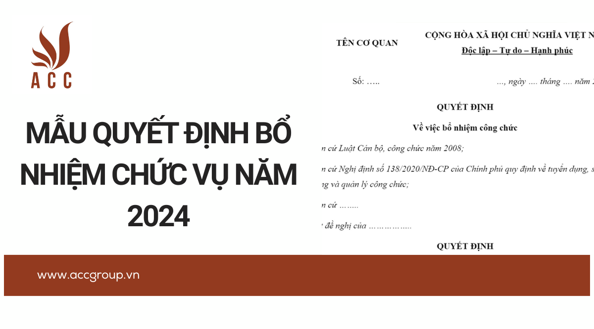 Mẫu quyết định bổ nhiệm chức vụ năm 2024