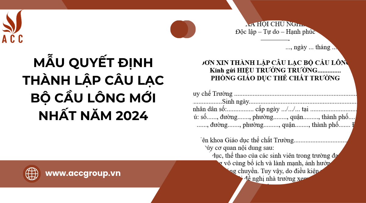 Mẫu quyết định thành lập câu lạc bộ cầu lông mới nhất năm 2024