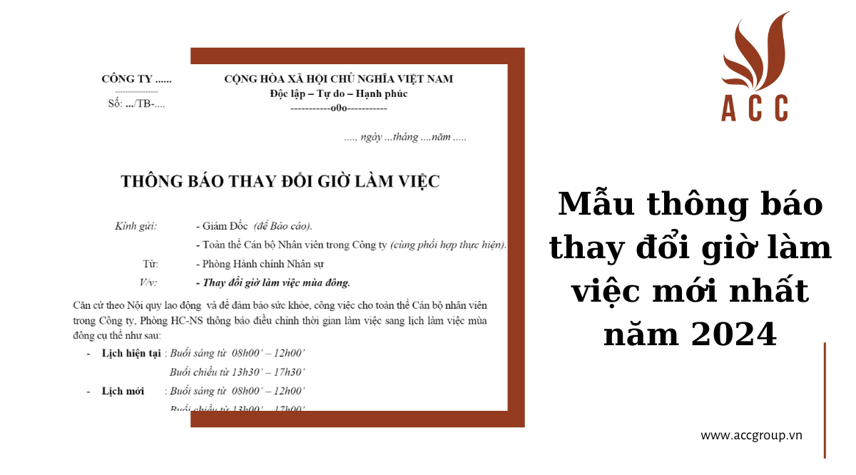 Mẫu thông báo thay đổi giờ làm việc mới nhất năm 2024