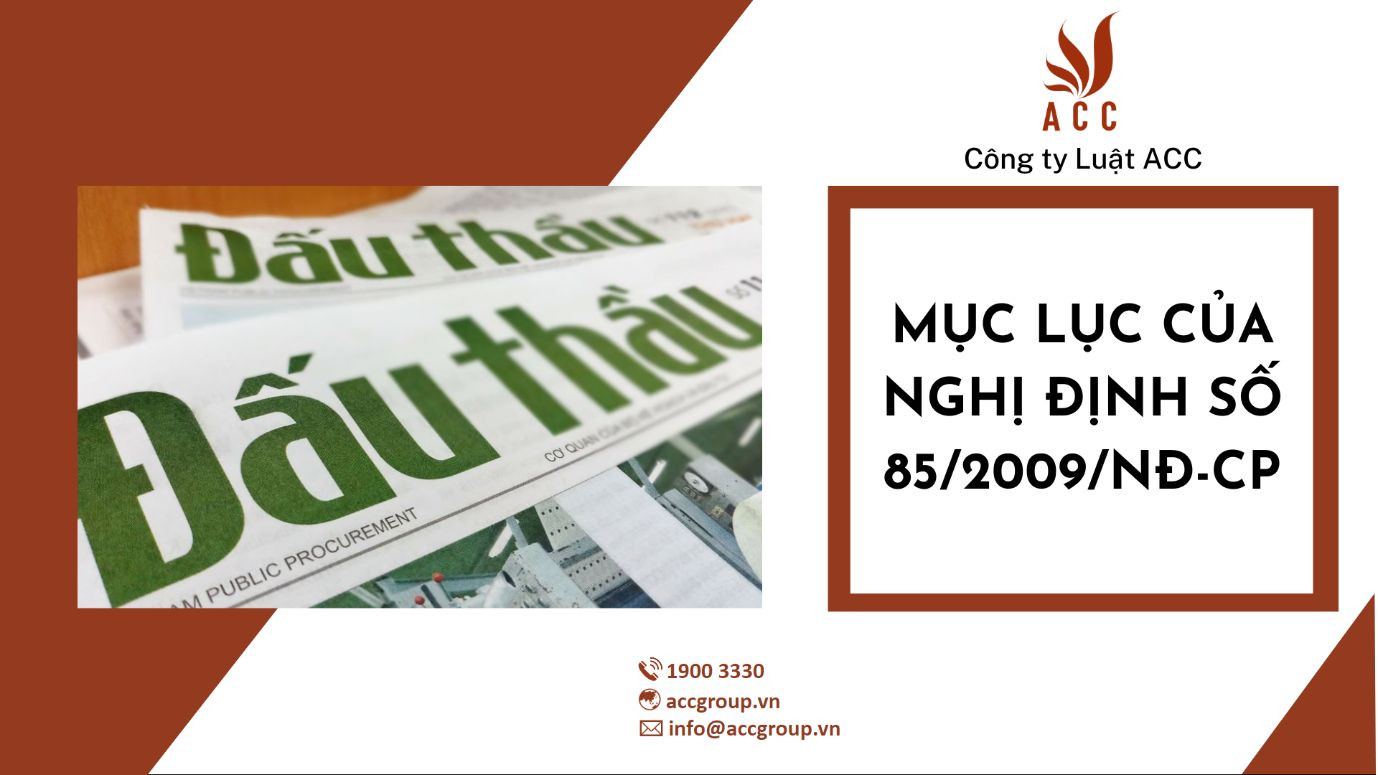 Mục lục của Nghị định số 85/2009/NĐ-CP