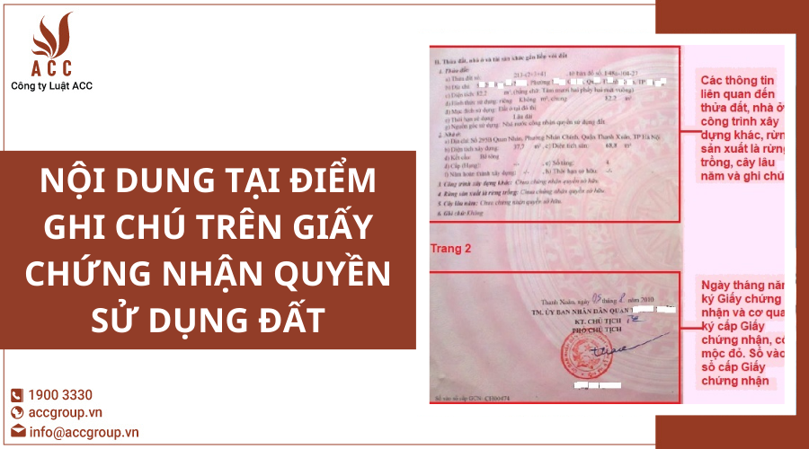 Nội dung tại điểm ghi chú trên Giấy chứng nhận quyền sử dụng đất