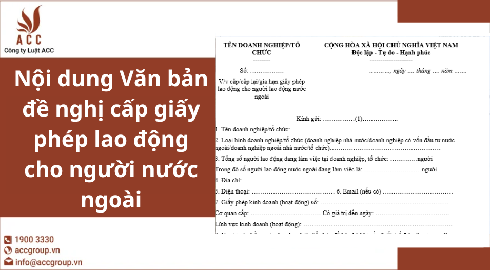 Nội dung Văn bản đề nghị cấp giấy phép lao động cho người nước ngoài