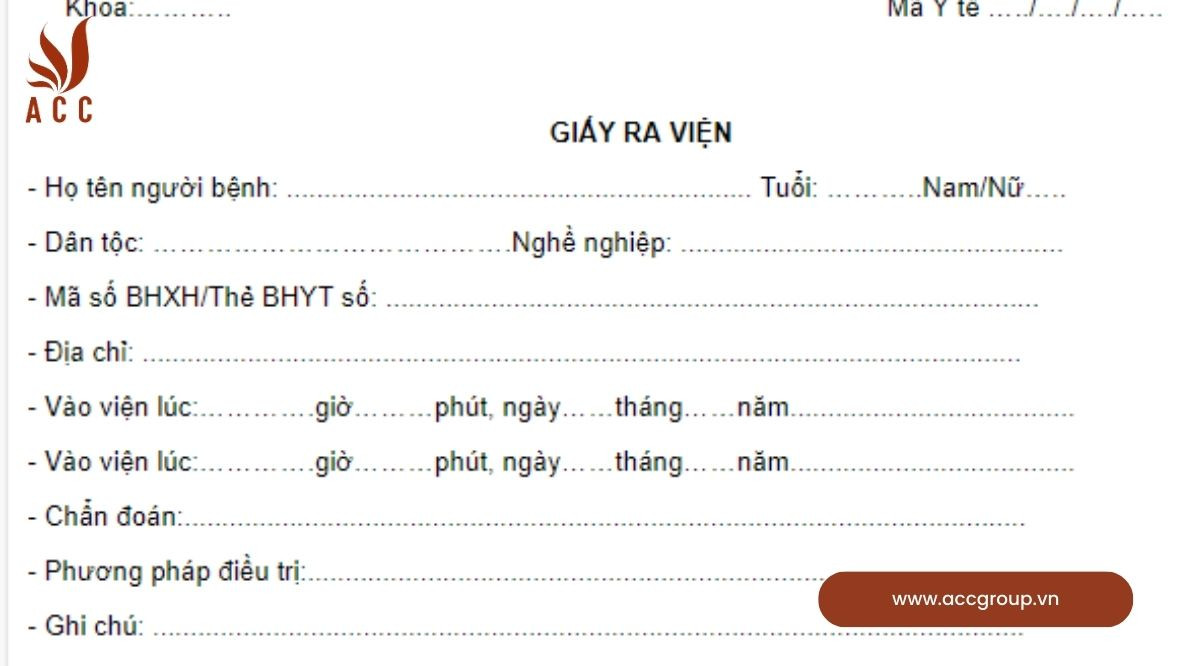 Cấp giấy ra viện theo quy định của Bộ y tế