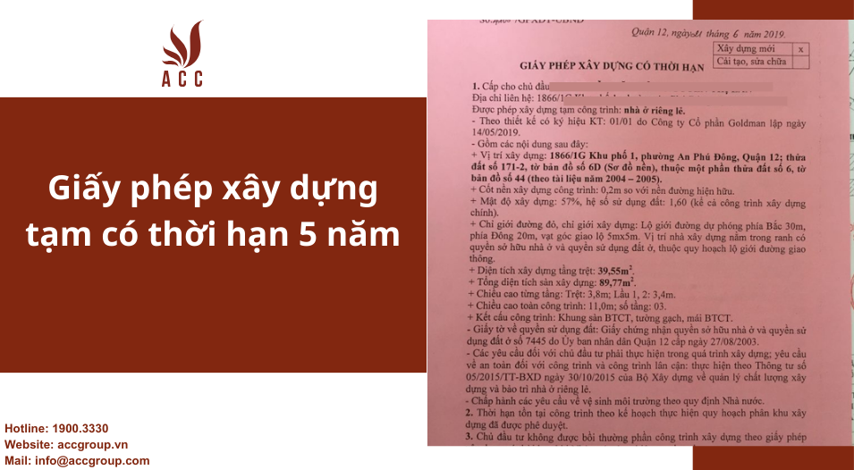 Giấy phép xây dựng tạm có thời hạn 5 năm