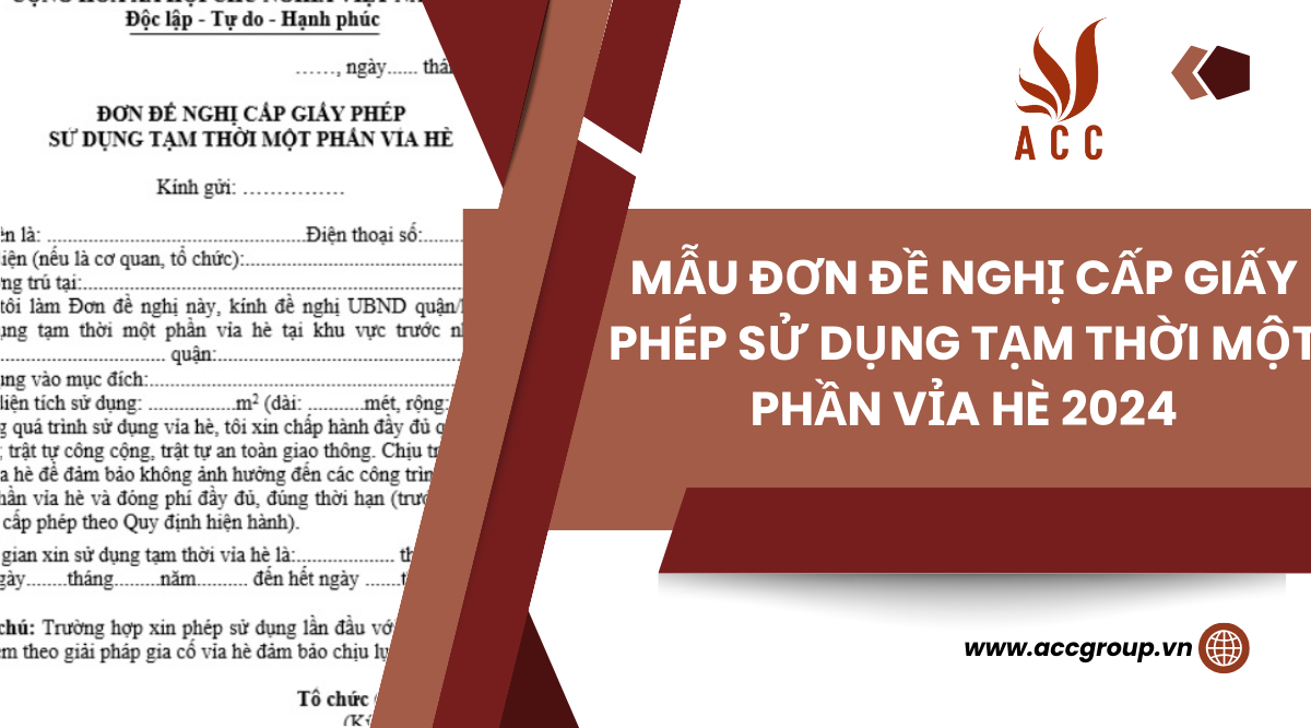 Mẫu đơn đề nghị cấp giấy phép sử dụng tạm thời một phần vỉa hè 2024