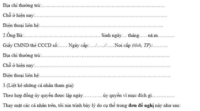 Mẫu đơn kiến nghị của tập thể