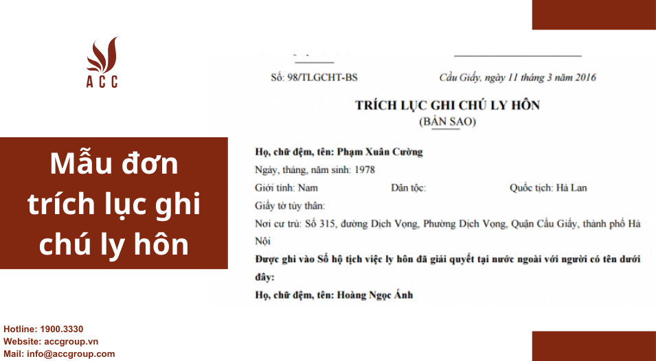 Mẫu đơn trích lục ghi chú ly hôn