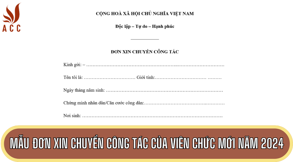 Mẫu Đơn xin chuyển công tác của viên chức mới năm 2024