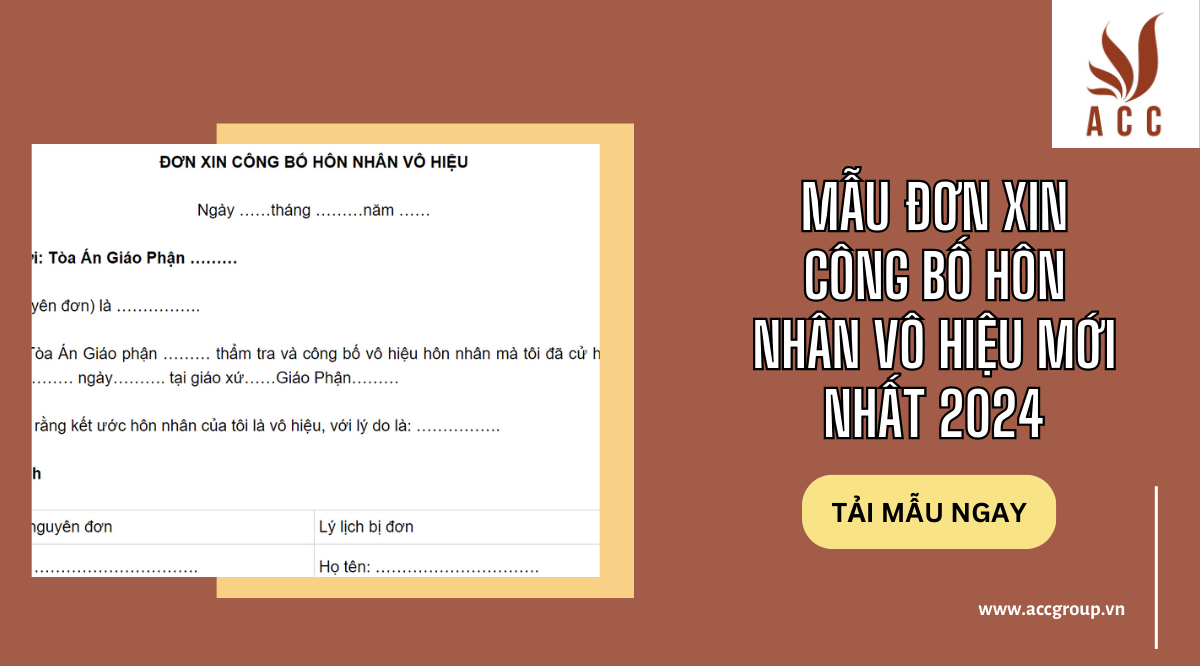 Mẫu đơn xin công bố hôn nhân vô hiệu mới nhất 2024