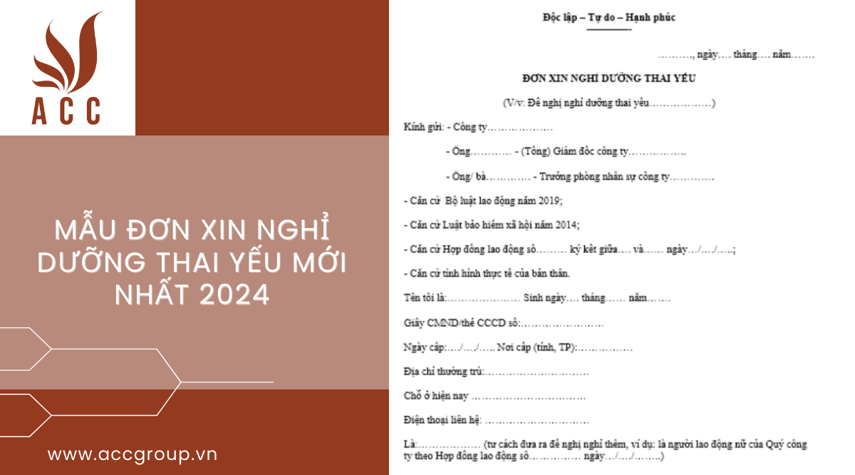 Mẫu đơn xin nghỉ dưỡng thai yếu mới nhất 2024
