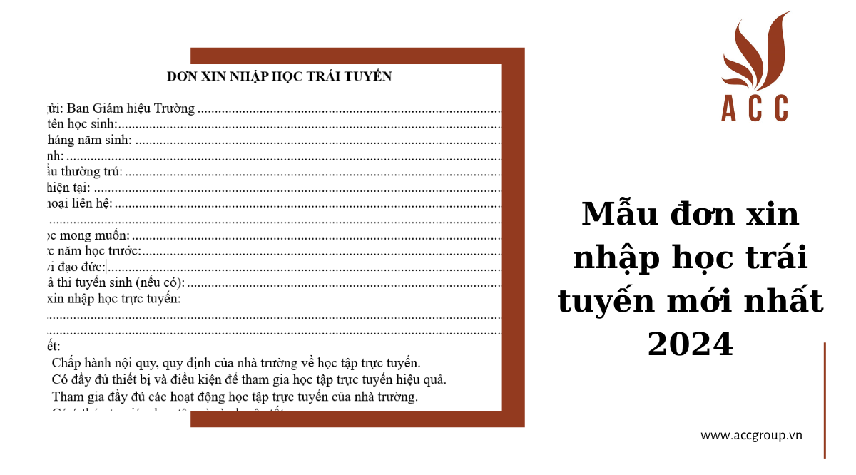 Mẫu đơn xin nhập học trái tuyến mới nhất 2024