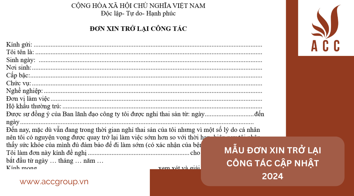 Mẫu đơn xin trở lại công tác cập nhật 2024