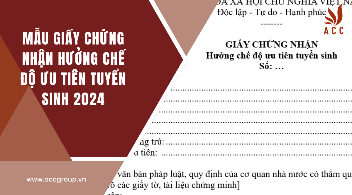 Mẫu giấy chứng nhận hưởng chế độ ưu tiên tuyển sinh 2024