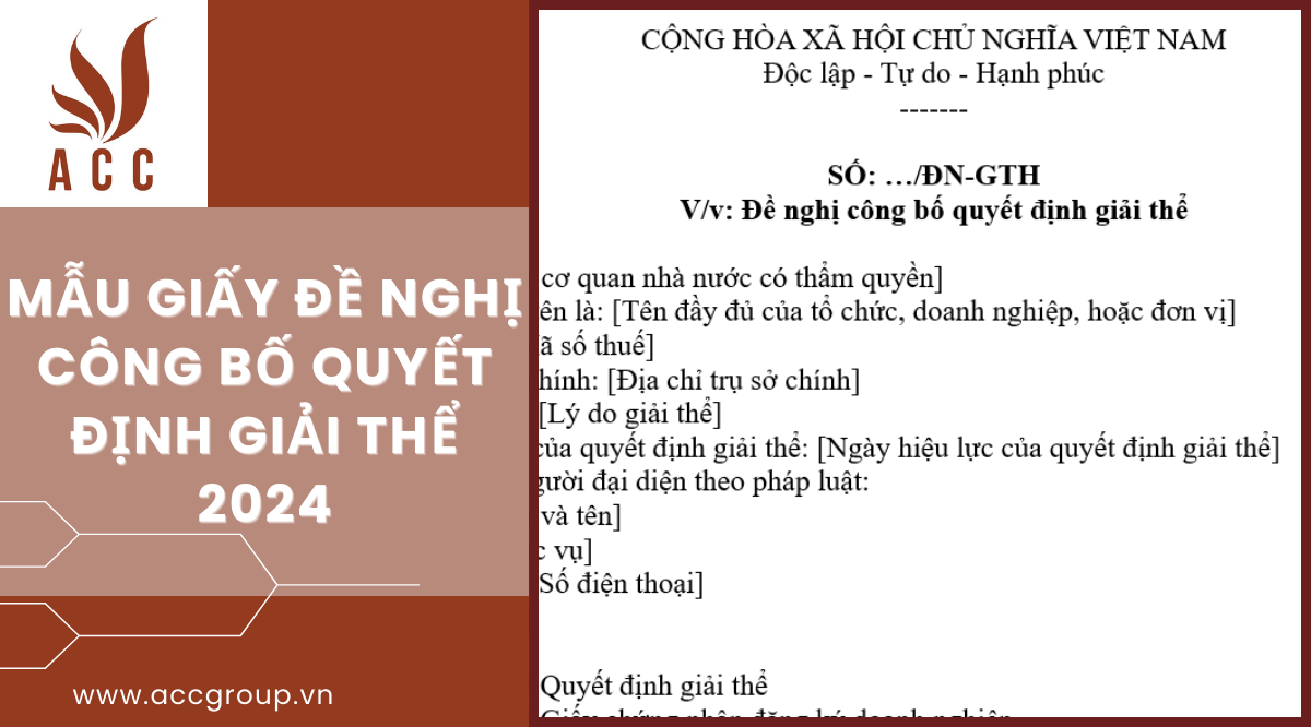 Mẫu giấy đề nghị công bố quyết định giải thể 2024